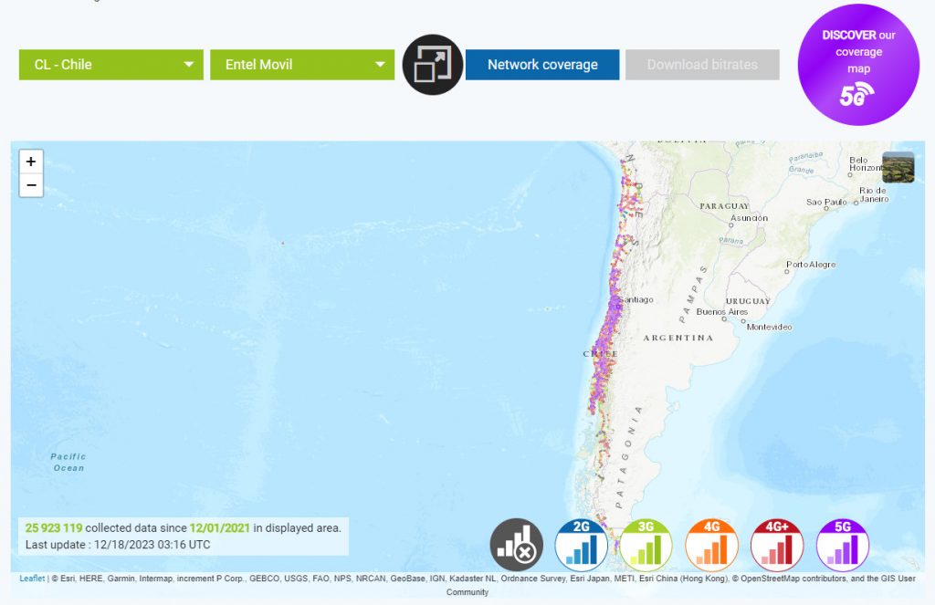 Entel Coverage in Chile